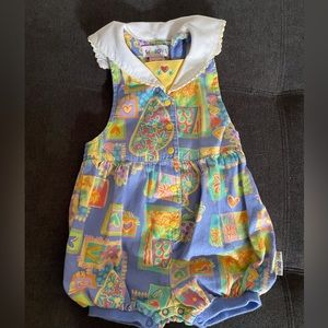 RARE VNTG 90s Gymboree Rainbow Tag Miami Beach Novelty Romper XS (9-18M) EUC